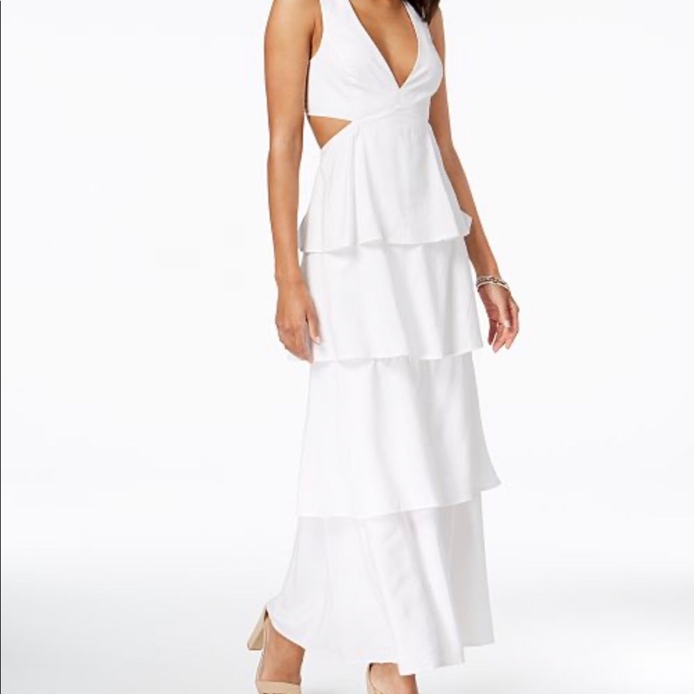 Bardot White Ruffled maxi dress